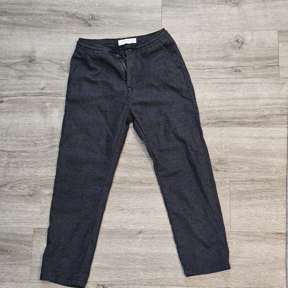 Zara Boys Kids Houndstooth Jogger Pants Elastic Waist Drawstring Sz 8 Blue Black